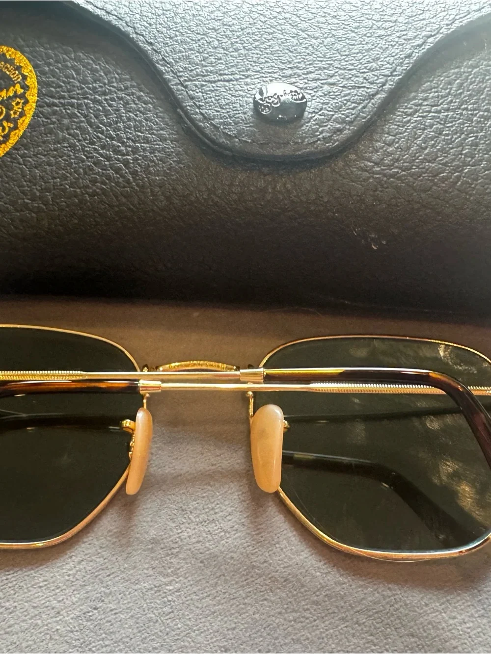 Ray-Ban Gold Frame Blue Lens Sunglasses for Women